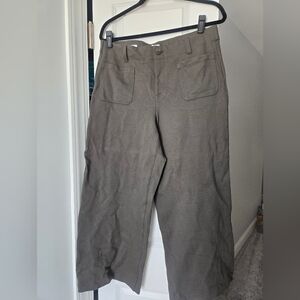 Petite Wide Leg Olive Green Dress Pants